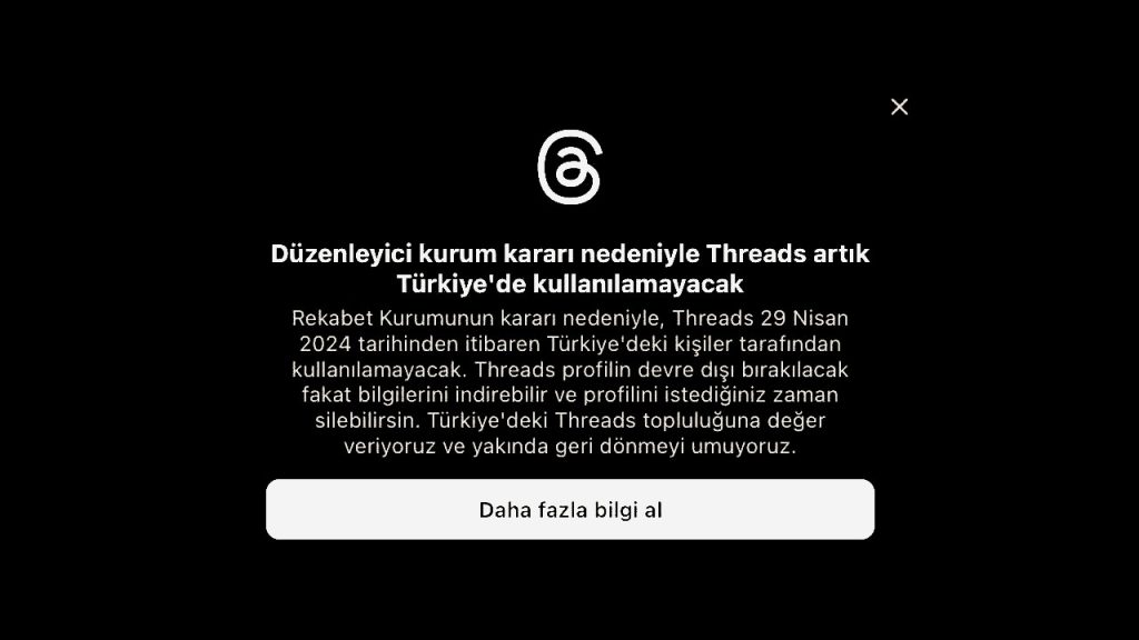 Threads Türkiye'de Kapatılıyor